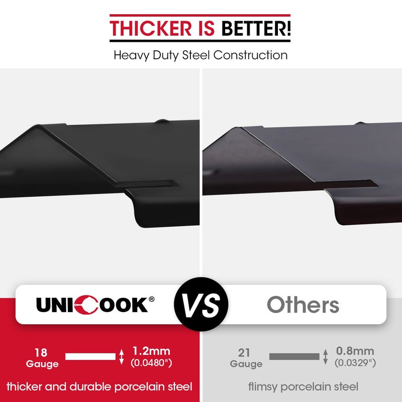 Unicook Universal Replacement Heavy Duty Adjustable Porcelain Steel Heat Plate Shield, Heat Tent, Flavorizer Bar, Burner Cover, Flame Tamer for Gas Grill, Extends from 11.75" up to 21" L, 4 Pack - Image 3